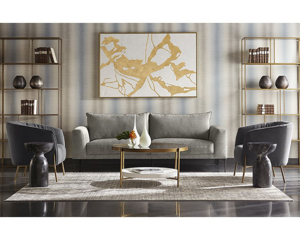 Goya End Table, Marble Look, Black