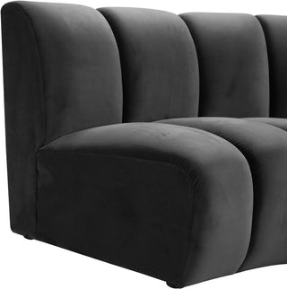 Infinity Channel Tufted Velvet Modular Chair, Gray, 3 Piece