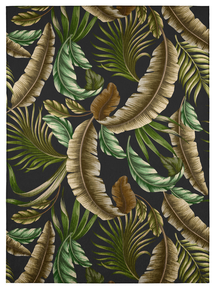 Indoor/Outdoor Tropics TC1 Black Machine Washable 3' x 5' Rug