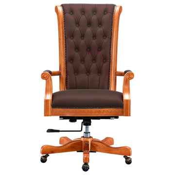 Genoa Wooden Brown Leather Executive Office Chair