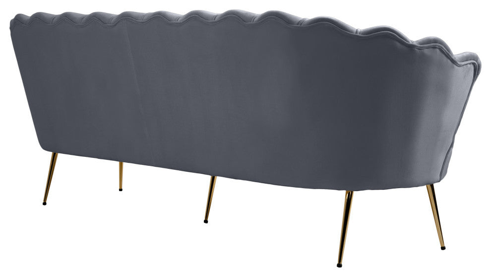 Gardenia  Velvet Upholstered Sofa, Gray