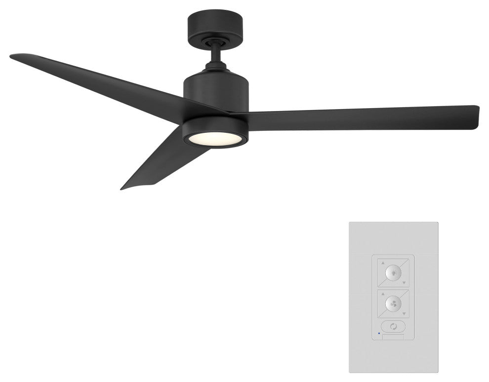 Lotus 3-Blade Smart Ceiling Fan 54in Matte Black, 3000K LED Kit