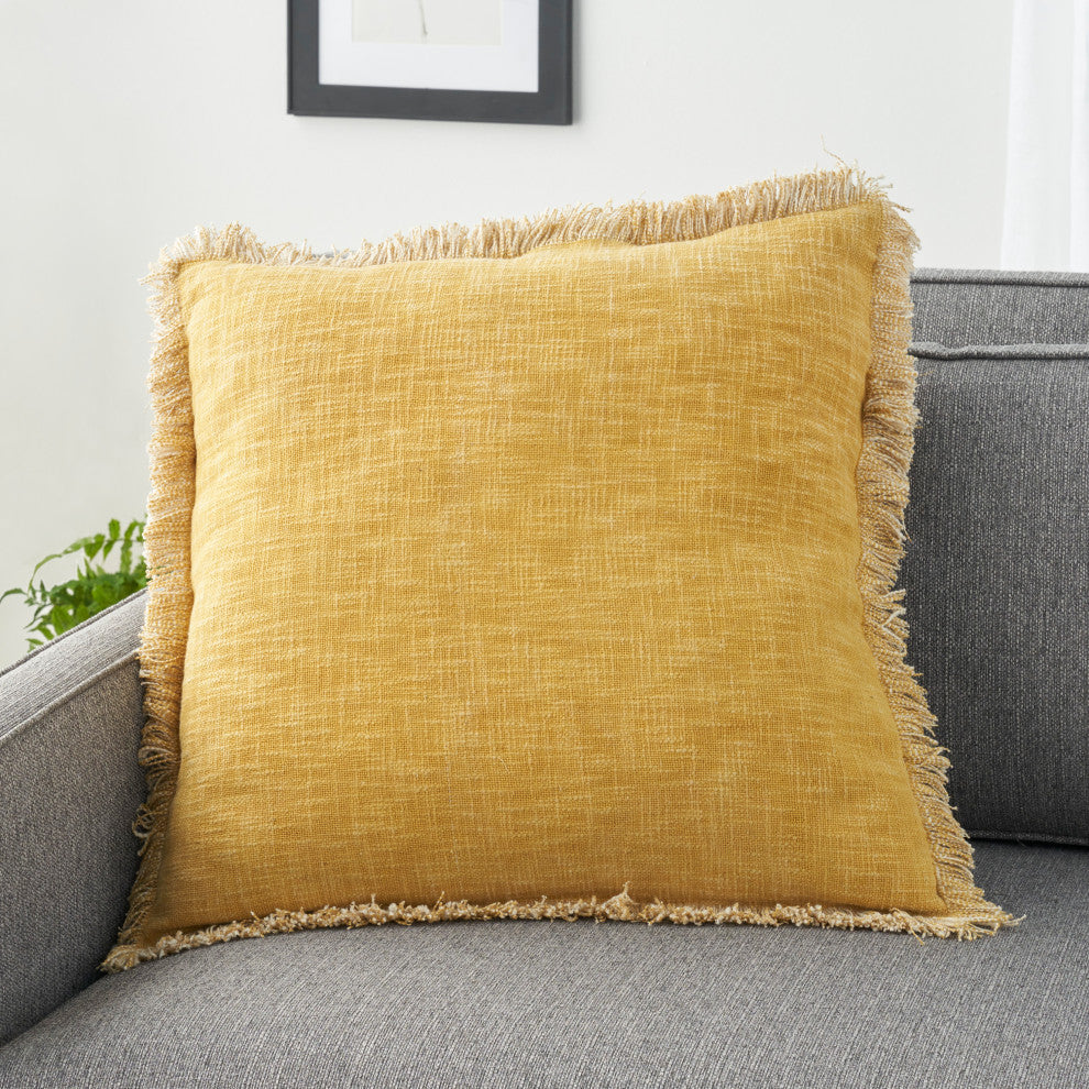 Nourison Home 22"x22" Nicole Curtis Printed Stonewash Yellow Throw Pillows
