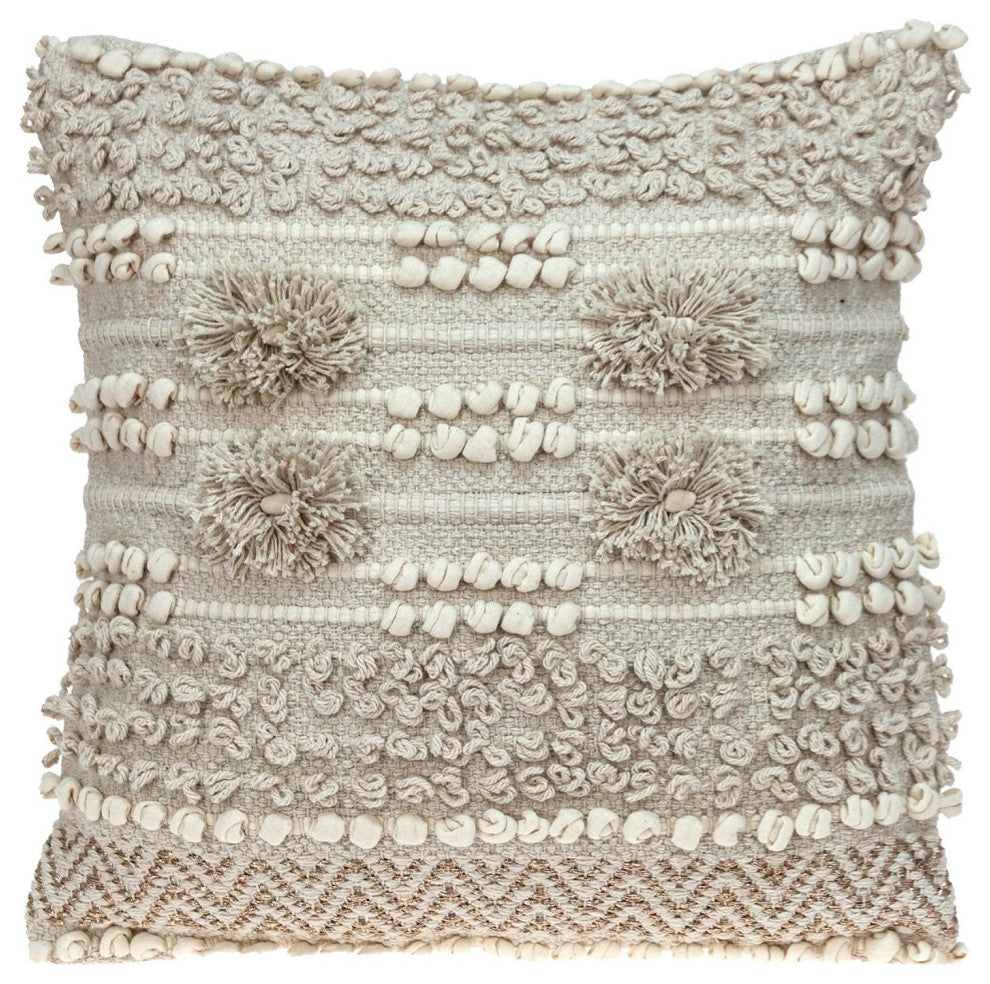 Warm Ivory Chunky Throw Pillow