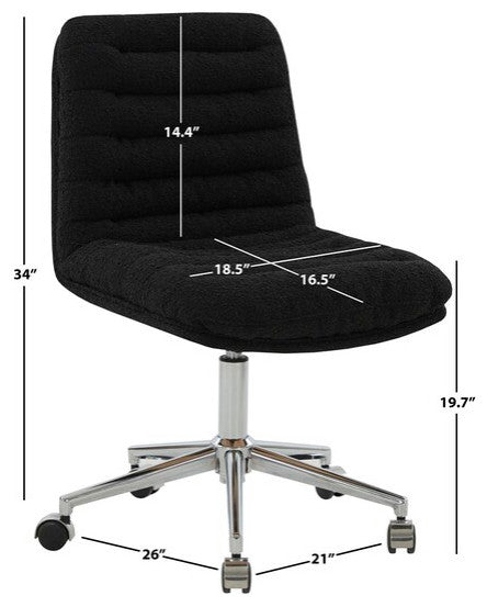Safavieh Couture Decolin Swivel Desk Chair Black / Silver