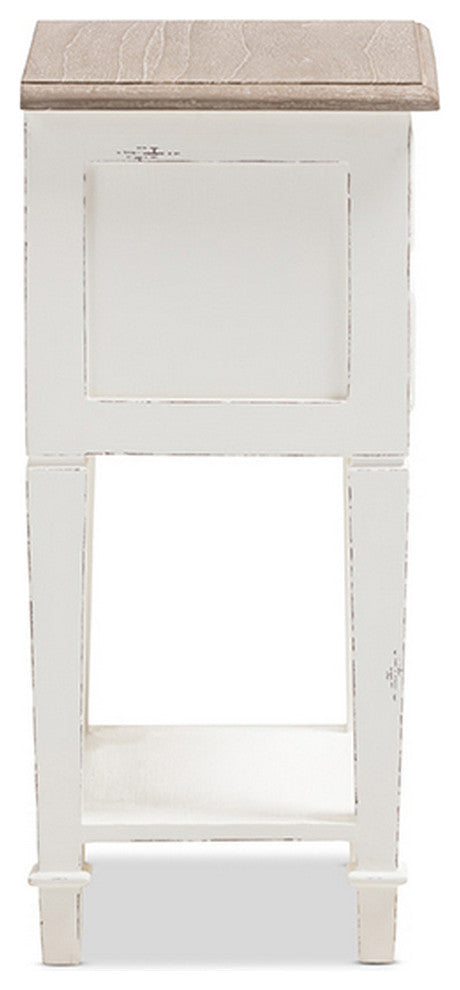 Urban Designs Weathered Oak White Wash Distressed Finish Wood Nightstand