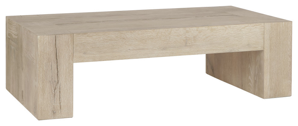 Bristol Cracked Oak Coffee Table, by Kosas Home, Meadow White