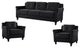 Set of 3 Black Microfiber Sofa and Accent Chair