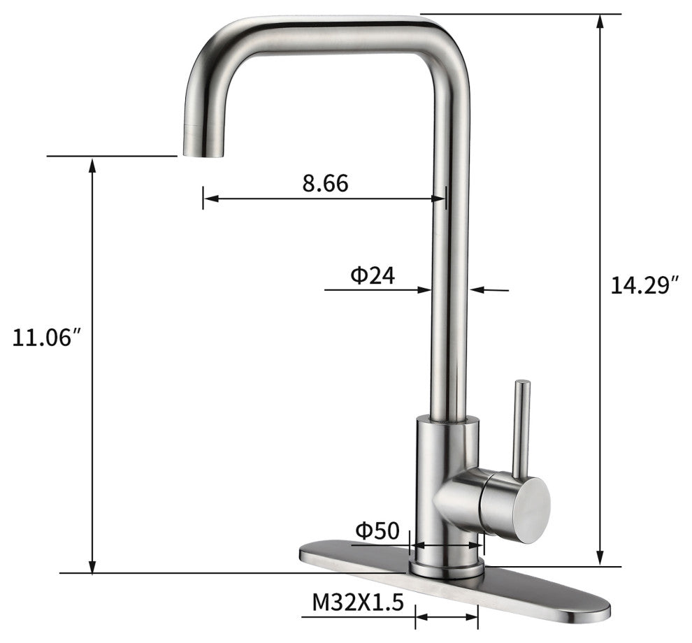 Single Handle Deck Mounted High Arc Kitchen Faucet with Soap Dispenser