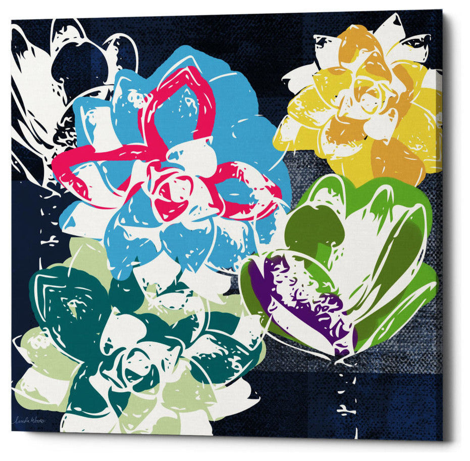 Epic Graffiti "Colorful Succulents II" by Linda Woods, Giclee Canvas, 12"x12"