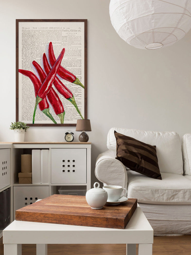"Red Hot Chilies" Framed Painting Print, 16"x24"