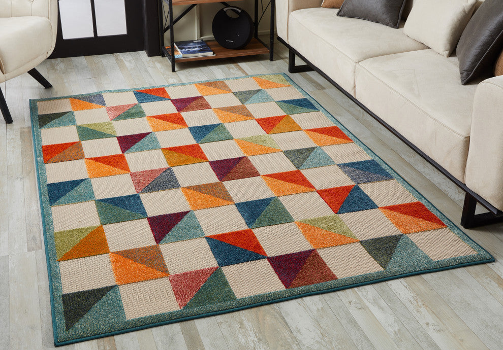 KAS Calla 6930 Ivory/Multi Scope Area Rug, 6'7"x9'