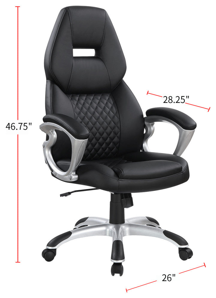 Adjustable Height Leatherette Office Chair, Black