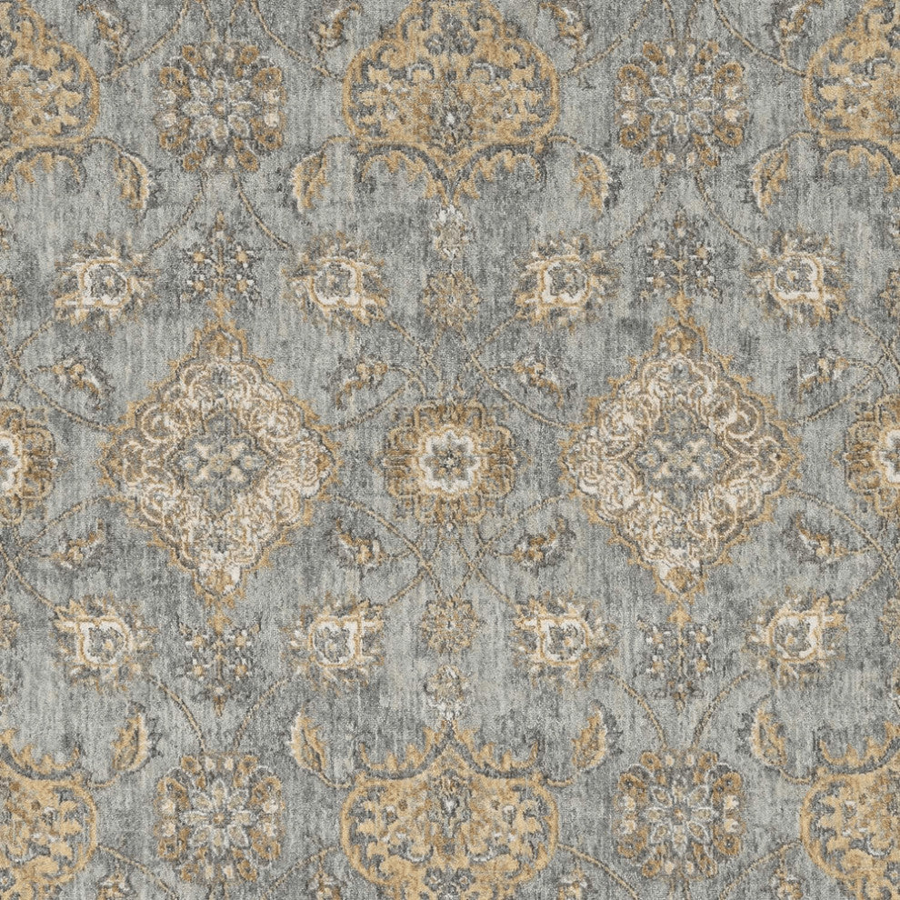 3' X 5' Sage Green Floral Vine Bordered Wool Indoor Area Rug