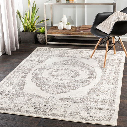 Surya Pisa PSS-2302 7'10"x10' Rug, Medium Gray/Ivory/Light Gray/Black