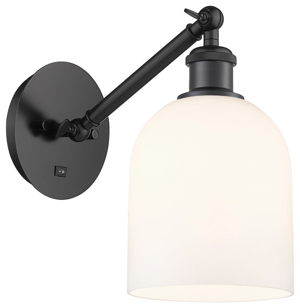 Ballston-Bella 1-Light 6" Sconce, Arm Adjusts Up/Down, Matte Black, Gloss White
