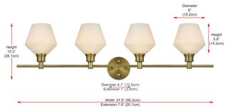 Elegant Lighting LD2321 Gene 4 Light 38"W Vanity Light - Satin Gold