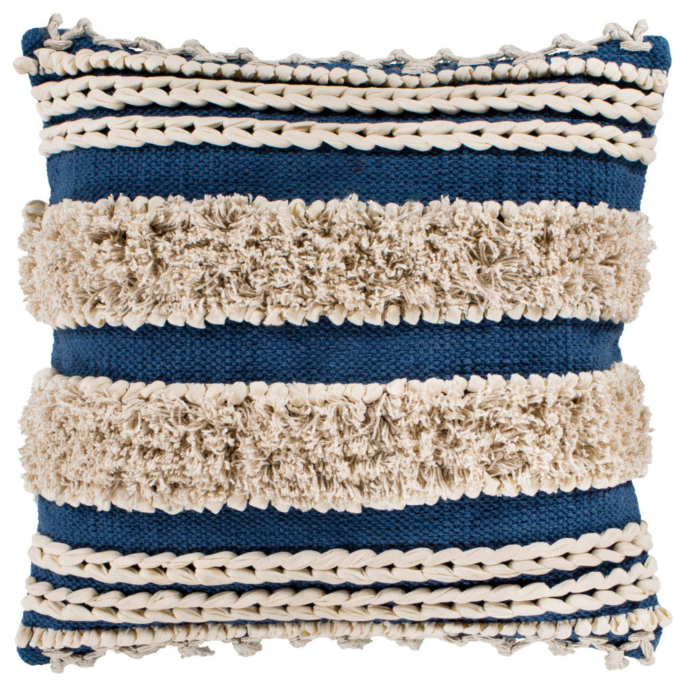 Helena Pillow, Navy, 20"x20", Down Insert