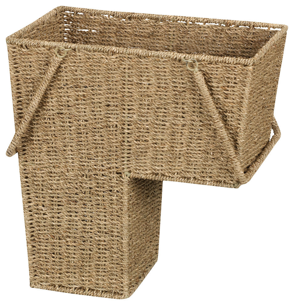 Wicker Stair Basket With Handles