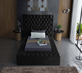 Bliss Velvet Upholstered  Bed, Black, Twin