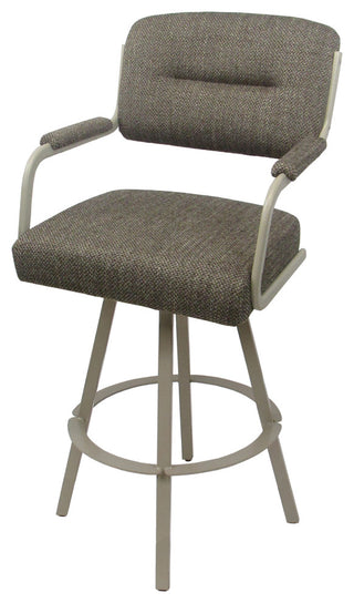Swivel Metal Bar Stool on Warren Base, Plumley Cocoa/Beige, 34"