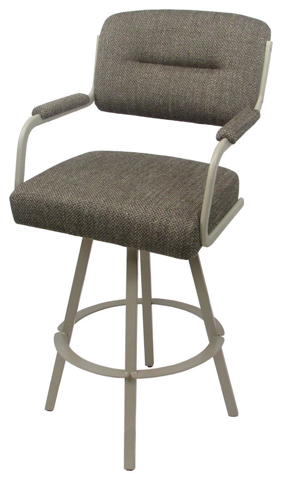Swivel Metal Bar Stool on Warren Base, Plumley Cocoa/Beige, 34"
