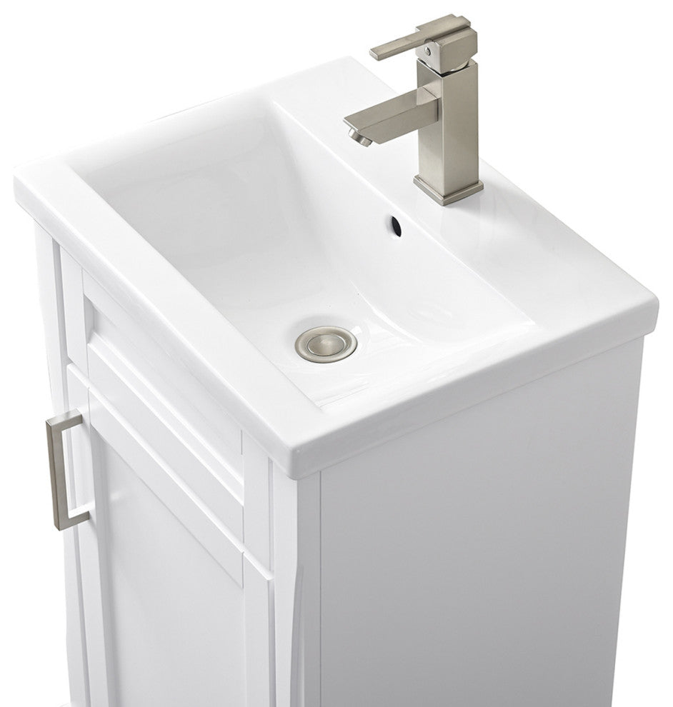 20" Single Sink Vanity With White Ceramic Sink Top, White