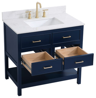 Skylar 36" Single Bathroom Vanity, Blue, With Backsplash