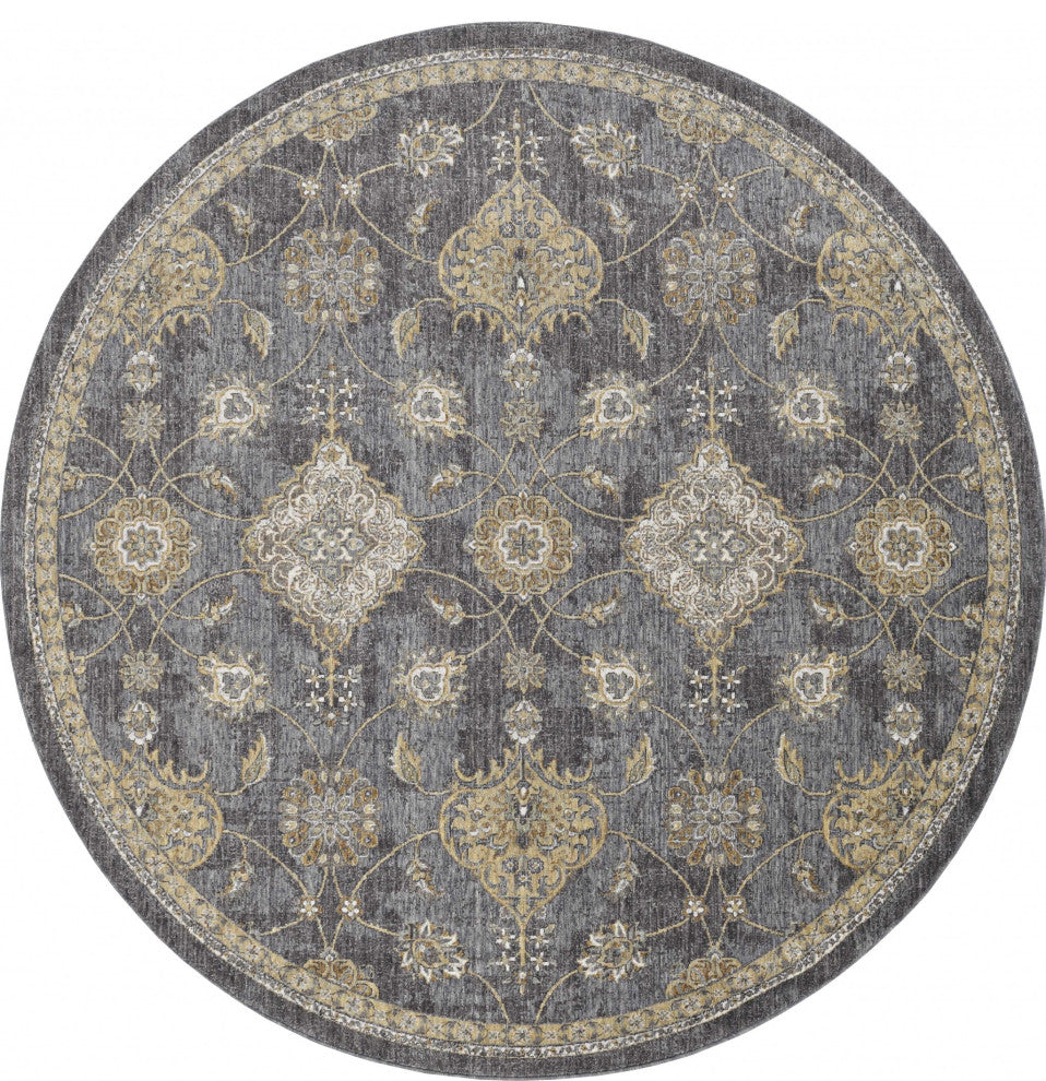 HomeRoots 6' Round Polyester Espresso Area Rug