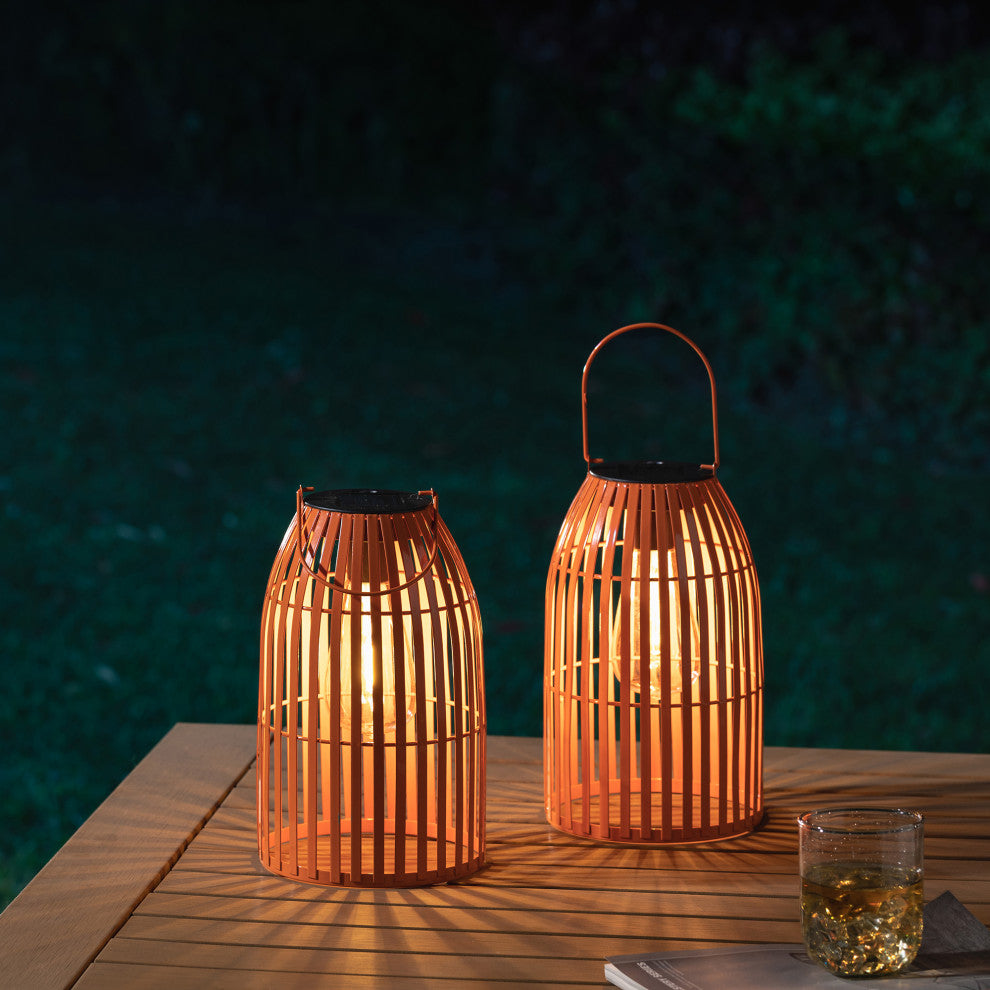 Metal Woven Solar Powered Hanging Lantern, 2-Piece Set