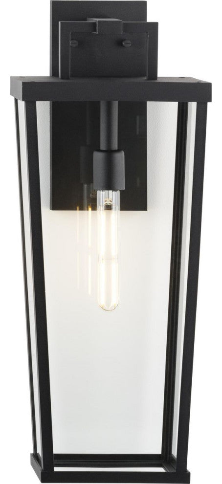 Tryon One-Light Black New Traditional Outdoor Wall Lantern, 9.5x7x24"