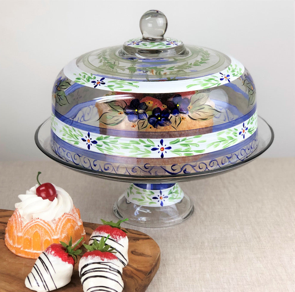 Blue Floral Cake Dome