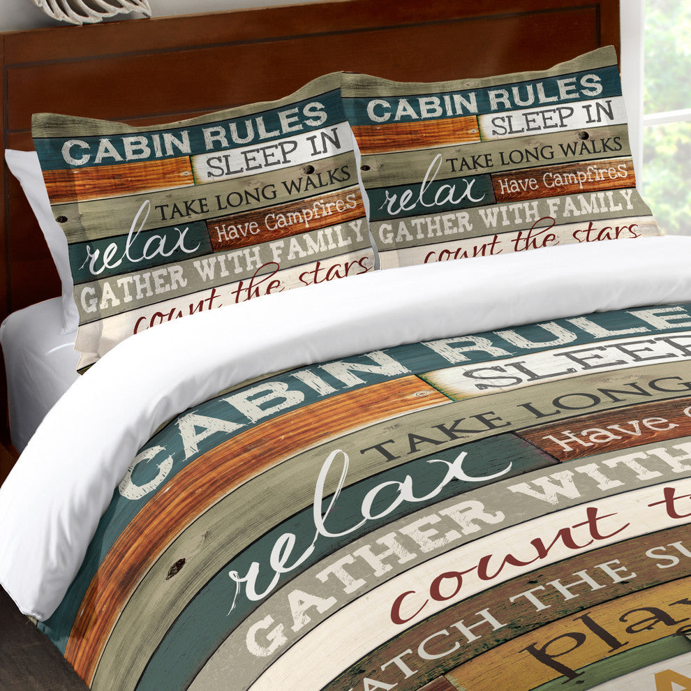 Laural Home Cabin Rules Comforter Sham