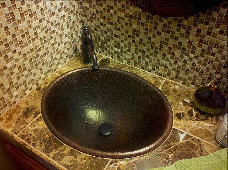 Premier Copper LO20RDB Master Bath Oval Self Rimming Hammered Copper Bath Sink