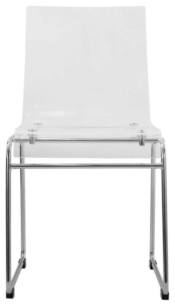 LeisureMod Lima Lucite Acrylic Dining Side Chairs, Set of 2, Clear