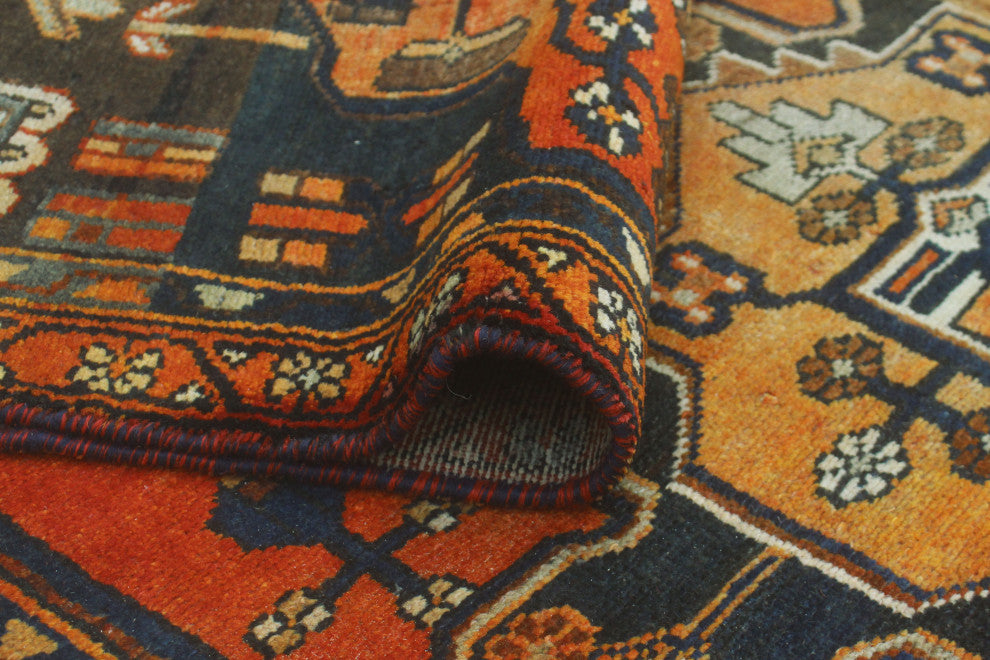 Fine Vintage Distressed Cwentun Rust/Navy Runner, 3'2x9'9