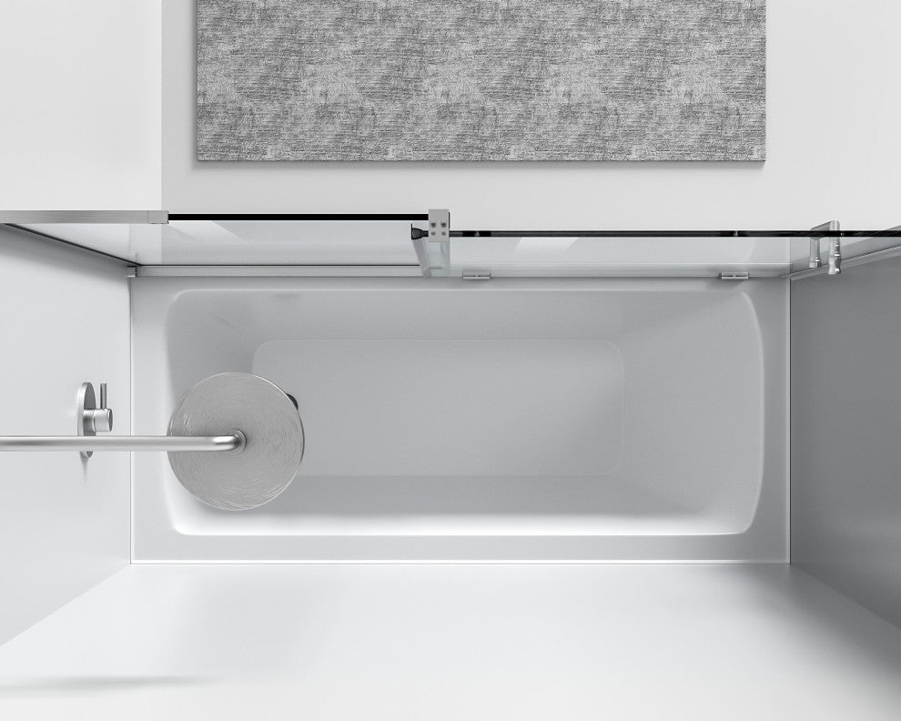Home Living 60X60 Frameless Sliding Tub Door, Brushed Nickel
