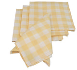 Gingham Check Napkins, 20"x20", Yellow, Set of 4
