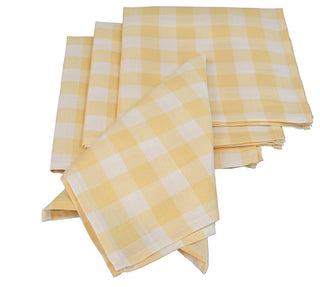 Gingham Check Napkins, 20"x20", Yellow, Set of 4