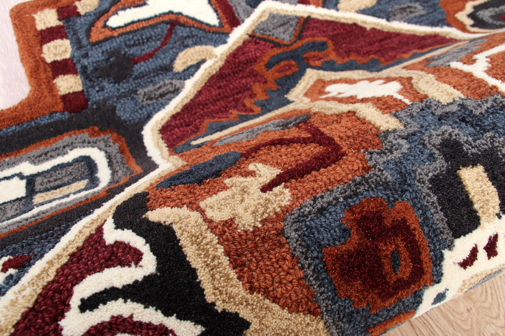Bold Southwestern Summer Cabin Medallion Shape Rug, 5' Round