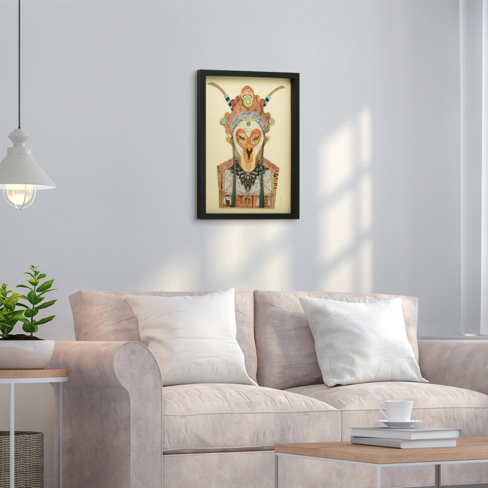 Beijing Opera Mask #1 Dimensional Collage Framed Wall Art Under Glass