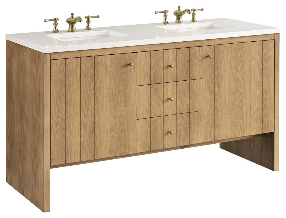 Hudson 60" Double Vanity, Light Natural Oak