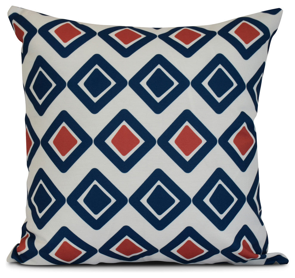 Navy Blue Diamond jive 2, Geometric Print Pillow, Navy Blue, 18"x18"