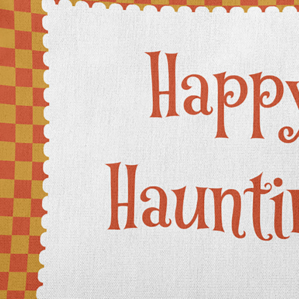 Happy Haunting Checks Accent Pillow, Rust, 14"x20"