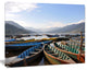 Colorful Boats Pokhara Lake, Boat Canvas Art Print, 20"x12"