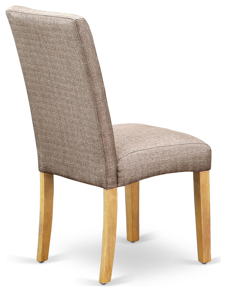 5Pc Square 36" Table, Four Parson Chair, Fabric- Dark Khaki Color