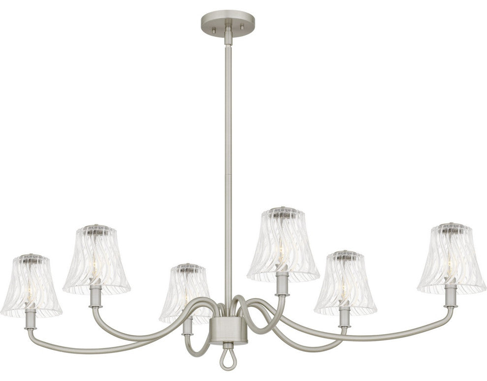 McKinney Six Light Linear Chandelier in Brushed Nickel