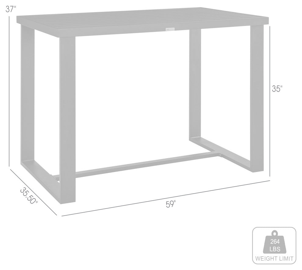 Felicia Outdoor Patio Counter Height Dining Table, Black Aluminum