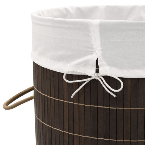 vidaXL Laundry Basket Laundry Hamper Dirty Clothes Basket Round Dark Brown