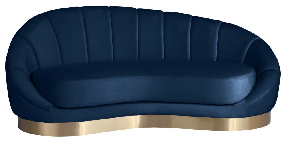 Shelly Velvet Upholstered Chaise, Navy